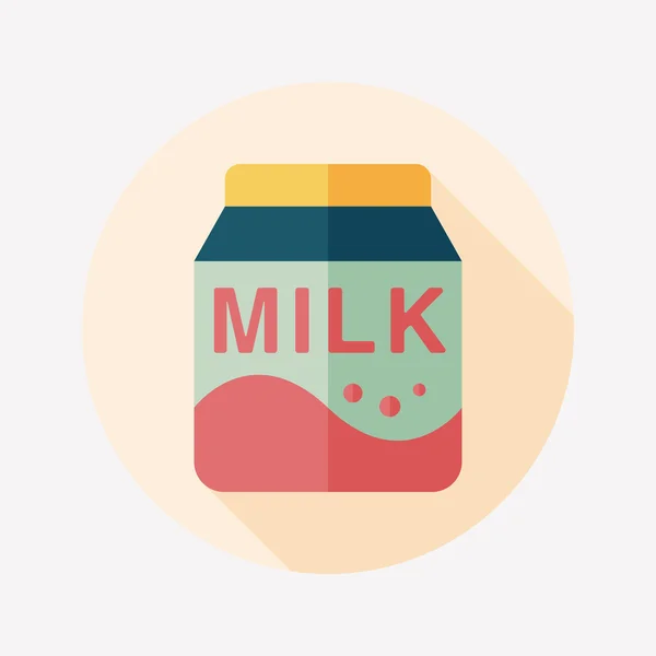 Melk platte pakketpictogram met lange schaduw, eps10 — Stockvector