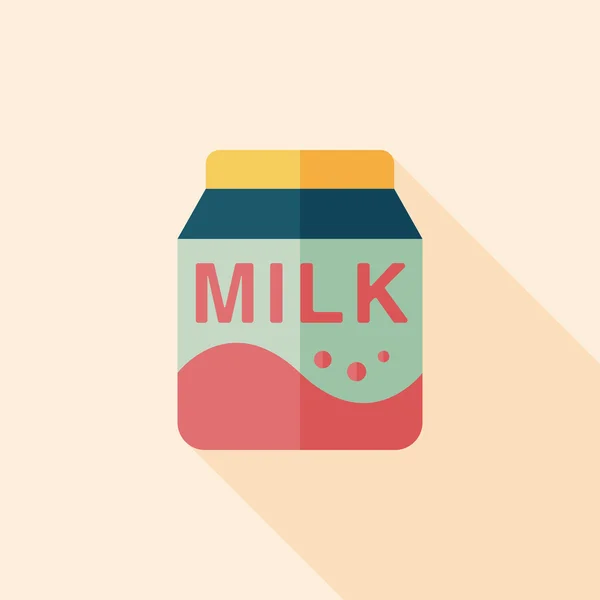 Pacote de leite ícone plano com sombra longa, eps10 — Vetor de Stock