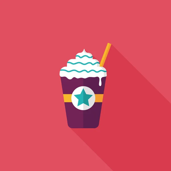 Frappucino flat icon with long shadow, eps10 — стоковый вектор