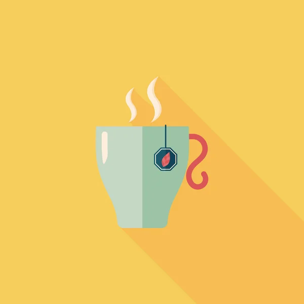 Té caliente icono plano con sombra larga, eps10 — Vector de stock