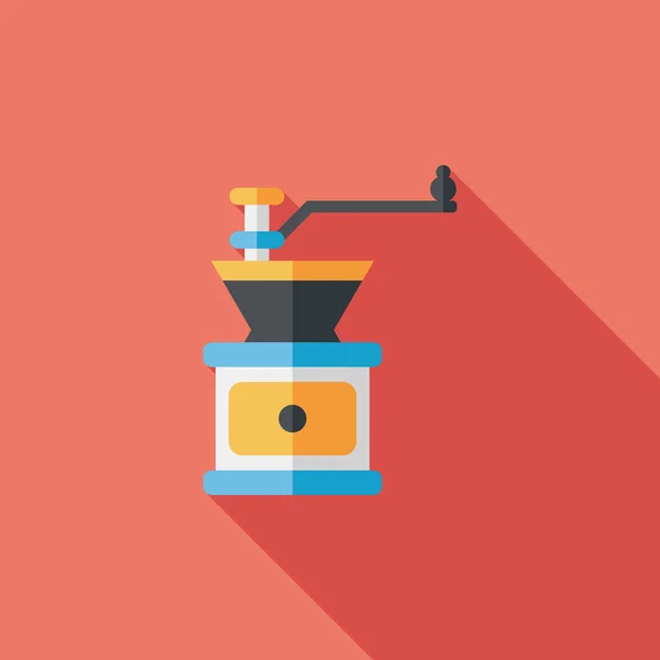 Grinding coffee machine flat icon with long shadow, eps10 — стоковый вектор