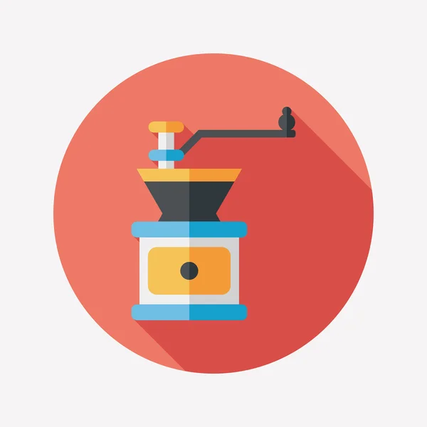 Grinding coffee machine flat icon with long shadow, eps10 — стоковый вектор