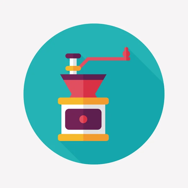 Grinding coffee machine flat icon with long shadow, eps10 — стоковый вектор