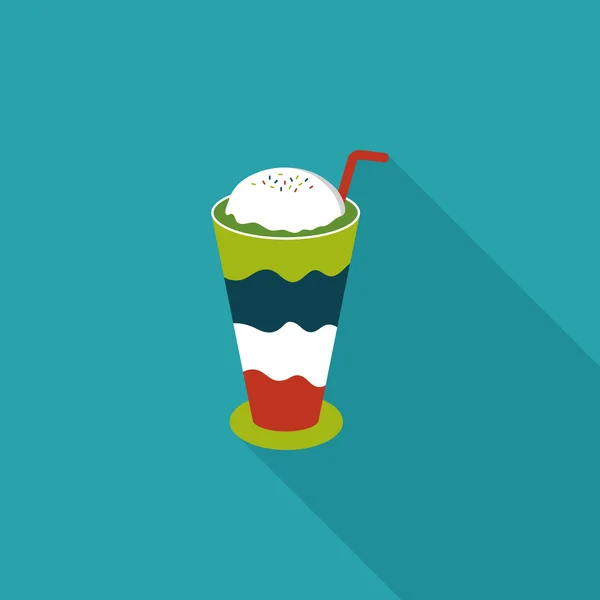 Ice floating coffee flat icon with long shadow, eps10 — стоковый вектор