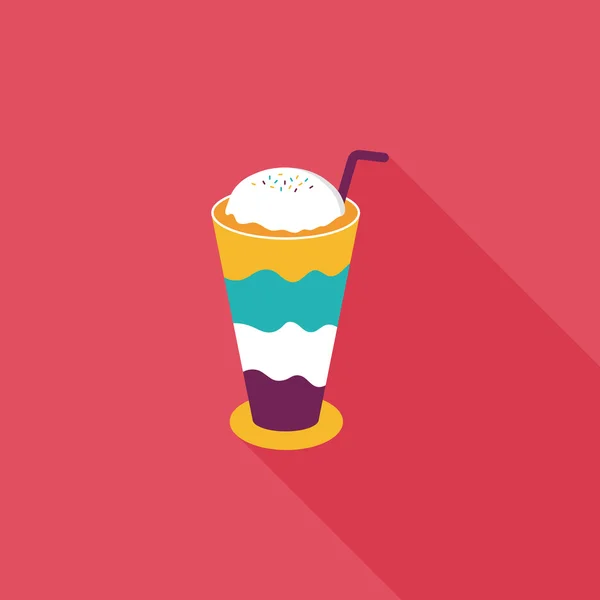 Ice floating coffee flat icon with long shadow, eps10 — стоковый вектор