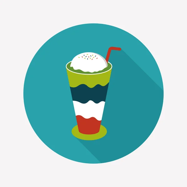 Ghiaccio galleggiante icona del caffè piatto con lunga ombra, eps10 — Vettoriale Stock