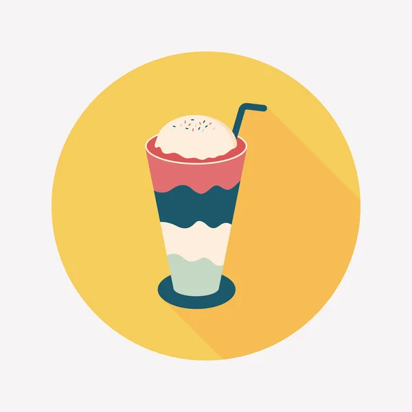 Ice floating coffee flat icon with long shadow, eps10 — стоковый вектор