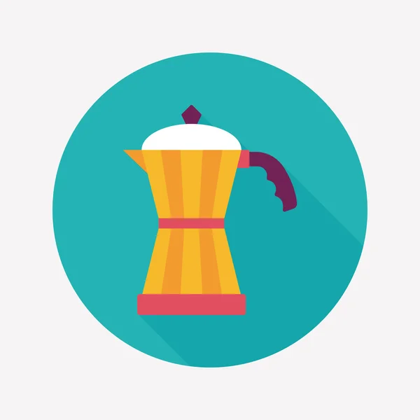 Koffie waterkoker platte pictogram met lange schaduw, eps10 — Stockvector