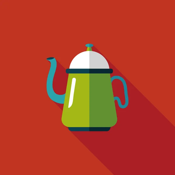 Kaffe kettle flat ikonen med långa skugga, eps10 — Stock vektor