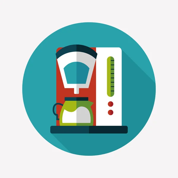 Plat pictogram koffiezetapparaat met lange schaduw, eps10 — Stockvector