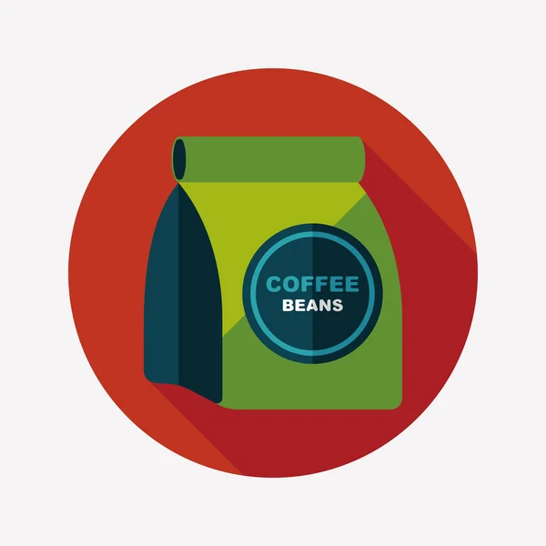 Kahve çekirdeği uzun gölge, eps10 düz simgesiyle — Stok Vektör