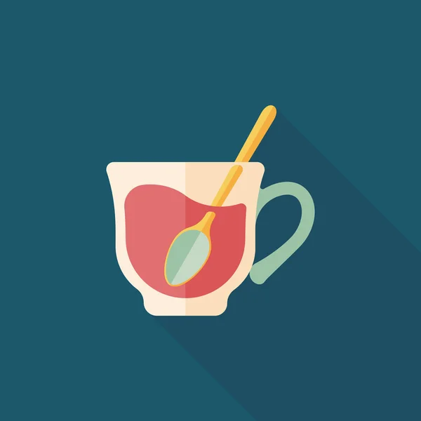 Black coffee flat icon with long shadow, eps10 — стоковый вектор