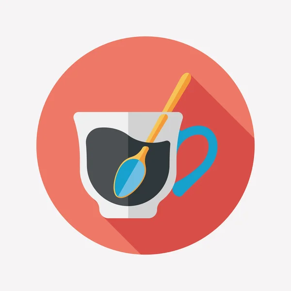 Svart kaffe flat ikonen med långa skugga, eps10 — Stock vektor