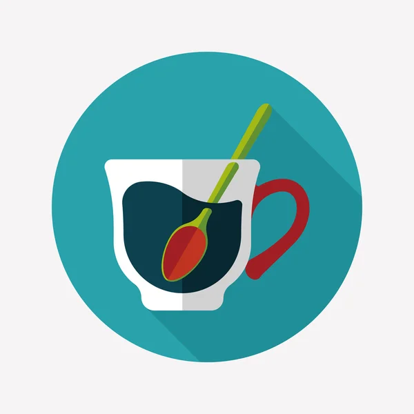 Zwarte koffie platte pictogram met lange schaduw, eps10 — Stockvector