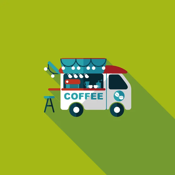 Coffee shop auto platte pictogram met lange schaduw, eps10 — Stockvector