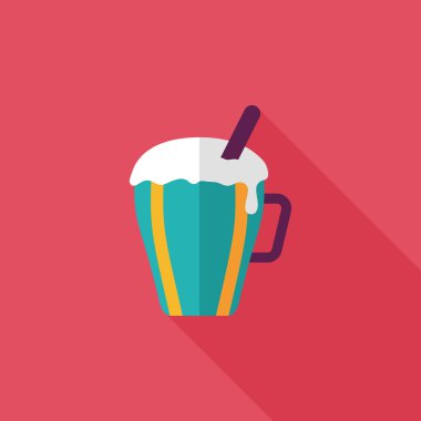 sıcak süt krem kahve düz simgesi ile uzun gölge, eps10