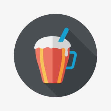 sıcak süt krem kahve düz simgesi ile uzun gölge, eps10