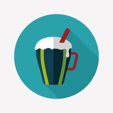 sıcak süt krem kahve düz simgesi ile uzun gölge, eps10