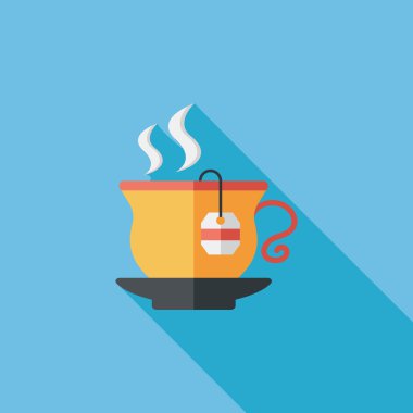 sıcak çay uzun gölge, eps10 düz simgesiyle