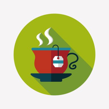 sıcak çay uzun gölge, eps10 düz simgesiyle