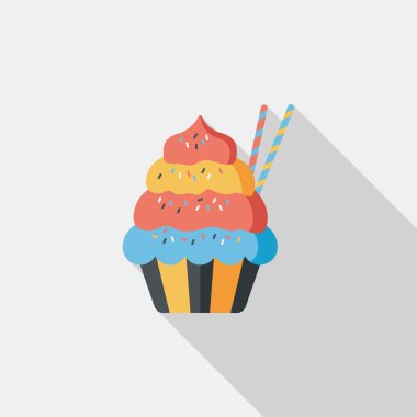 cupcake düz simgesi ile uzun gölge, eps10