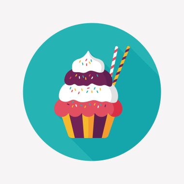 cupcake düz simgesi ile uzun gölge, eps10
