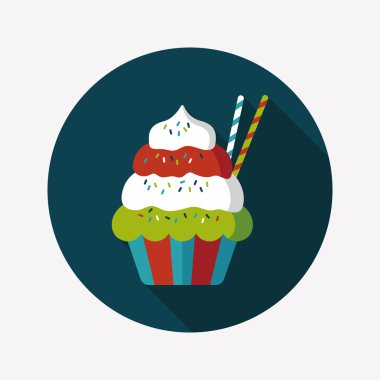 cupcake düz simgesi ile uzun gölge, eps10