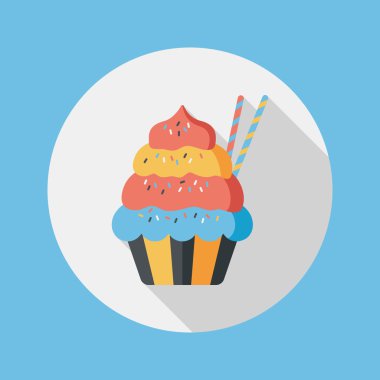 cupcake düz simgesi ile uzun gölge, eps10