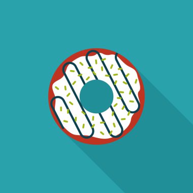 Donut düz simgesi ile uzun gölge, eps10