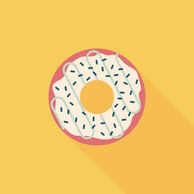 Donut düz simgesi ile uzun gölge, eps10
