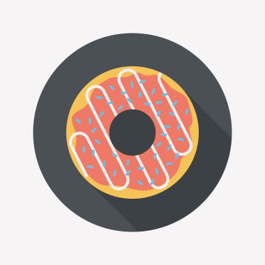 Donut düz simgesi ile uzun gölge, eps10