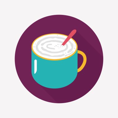 kahve latte sanat düz simgesiyle uzun gölge, eps10