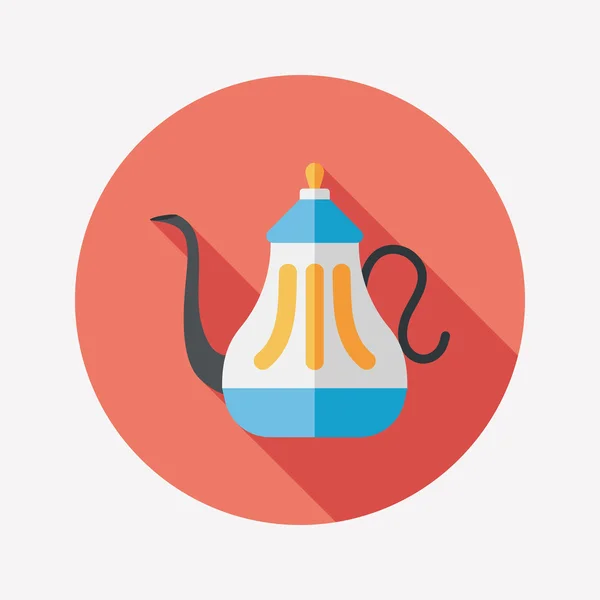 Tea pot flat ikonen med långa skugga, eps10 — Stock vektor