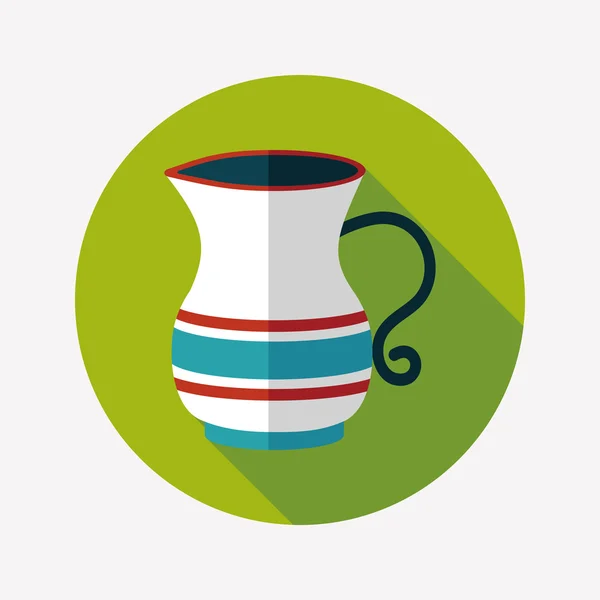 Pote de chá ícone plano com sombra longa, eps10 — Vetor de Stock