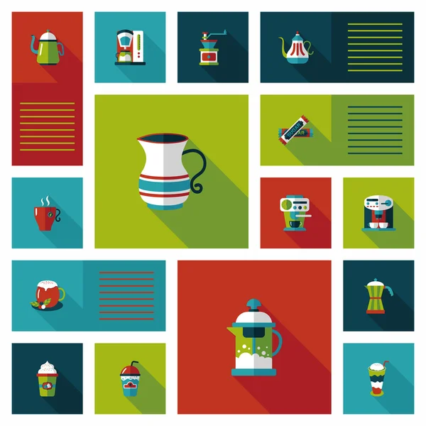 Café plano ui fondo conjunto, eps10 — Vector de stock