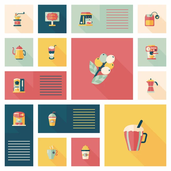 Café plano ui fondo conjunto, eps10 — Vector de stock