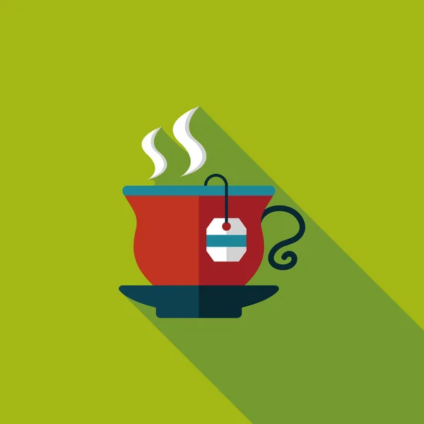 Hot tea flat icon with long shadow, eps10 — стоковый вектор