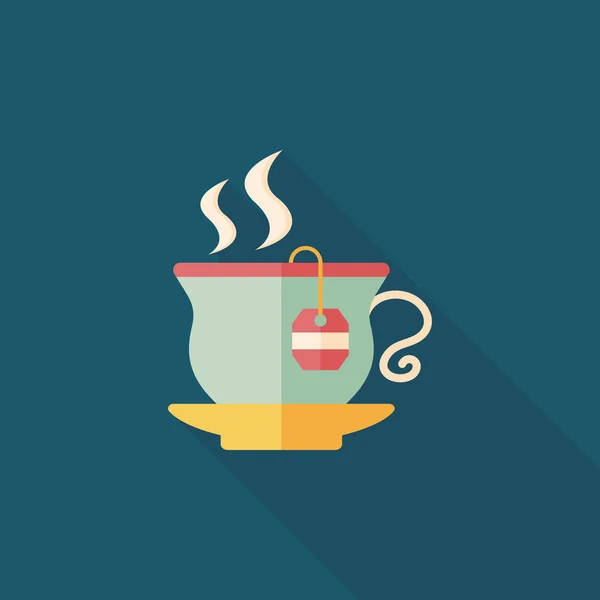 Hot tea flat icon with long shadow, eps10 — стоковый вектор