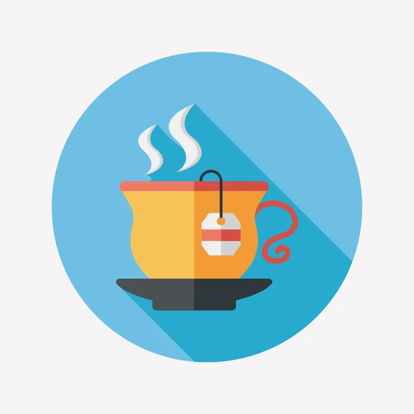 Hot tea flat icon with long shadow, eps10 — стоковый вектор