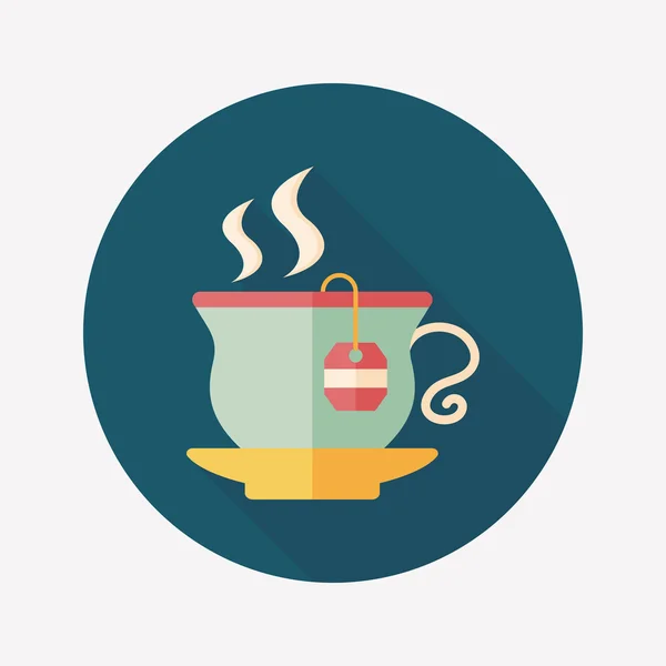 Płaskie ikona gorącej herbaty z długim cieniem, eps10 — Wektor stockowy