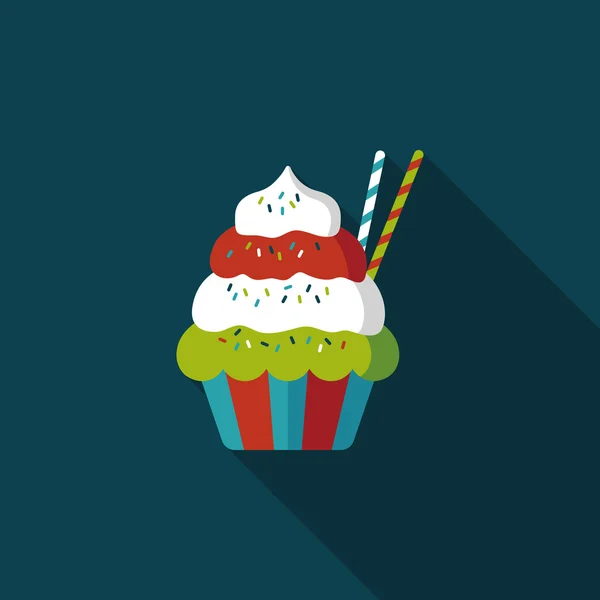 Cupcake platte pictogram met lange schaduw, eps10 — Stockvector