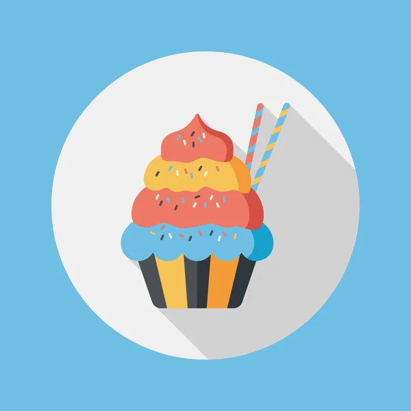 Cupcake platte pictogram met lange schaduw, eps10 — Stockvector