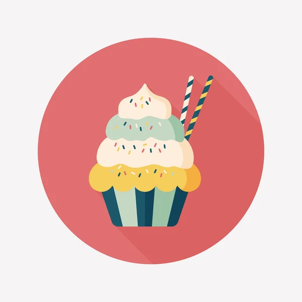 Cupcake platte pictogram met lange schaduw, eps10 — Stockvector