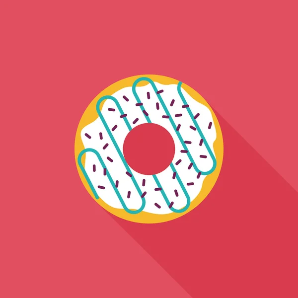 Donut flat icon with long shadow,eps10 — Stock Vector