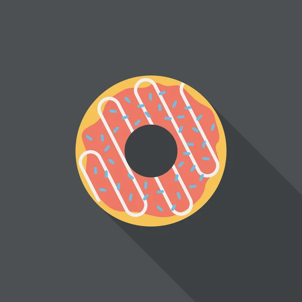 Donut icono plano con sombra larga, eps10 — Archivo Imágenes Vectoriales