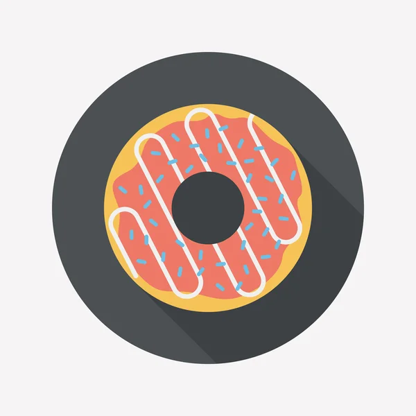 Donut icono plano con sombra larga, eps10 — Archivo Imágenes Vectoriales