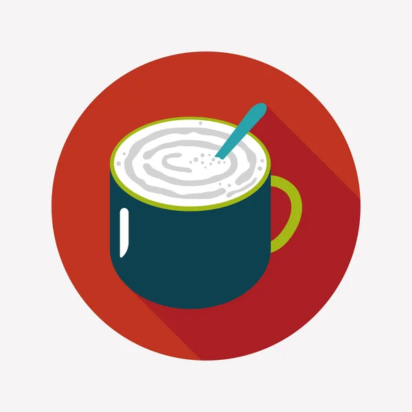 Kahve latte sanat düz simgesiyle uzun gölge, eps10 — Stok Vektör