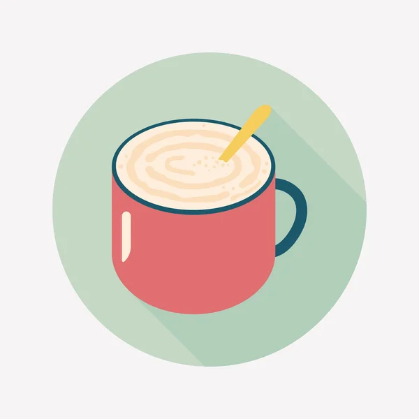 Café latte ícone de arte plana com sombra longa, eps10 — Vetor de Stock