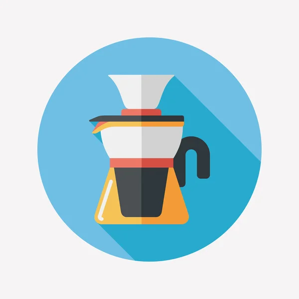 Koffie waterkoker platte pictogram met lange schaduw, eps10 — Stockvector