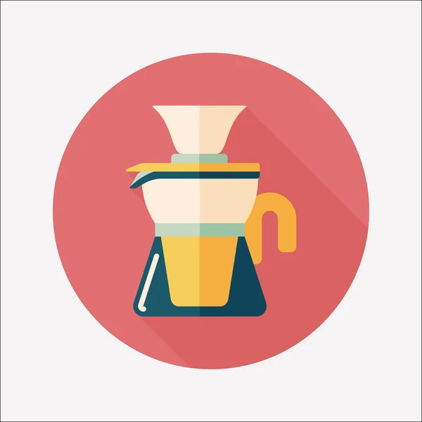 Chaleira de café ícone plano com sombra longa, eps10 — Vetor de Stock